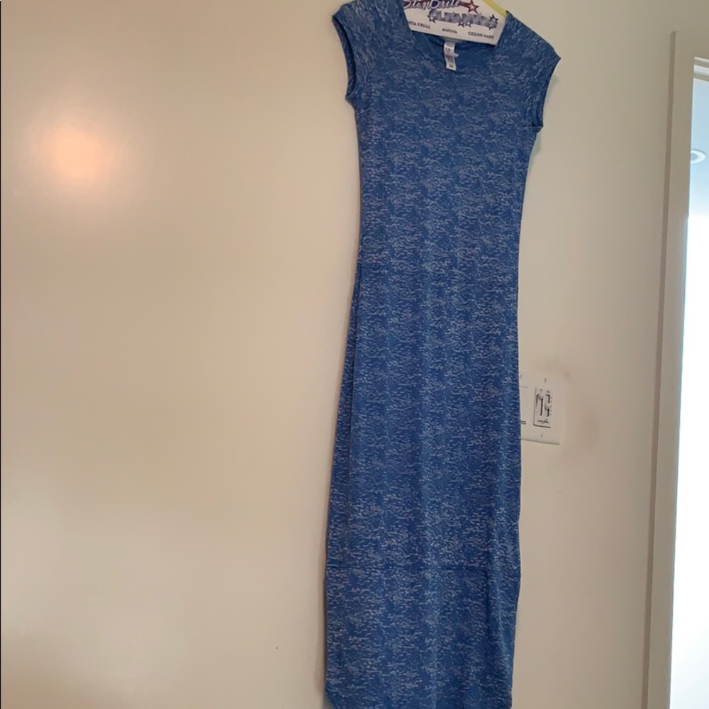 Long tight blue dress